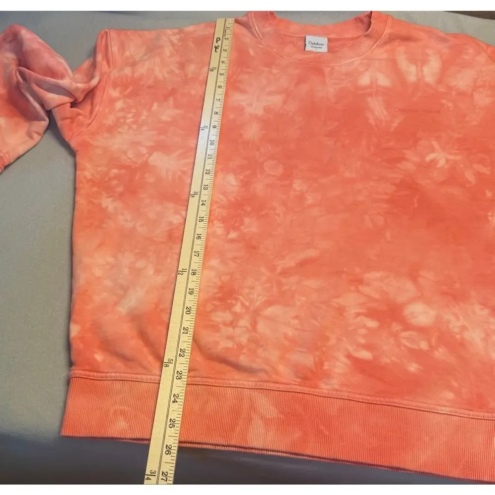 Outdoor Voices Tie Dye Crewneck Sweatshirt S 100% Cotton Coral Peach Pullover